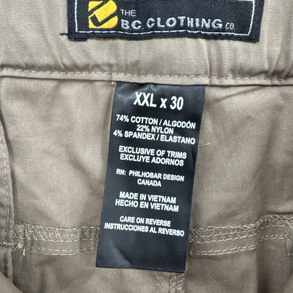 B.C. Clothing Co. Men's Tan Attached Belt Convertible Cargo‎ Pants Size 2XL/32